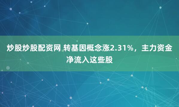 炒股炒股配资网 转基因概念涨2.31%，主力资金净流入这些股