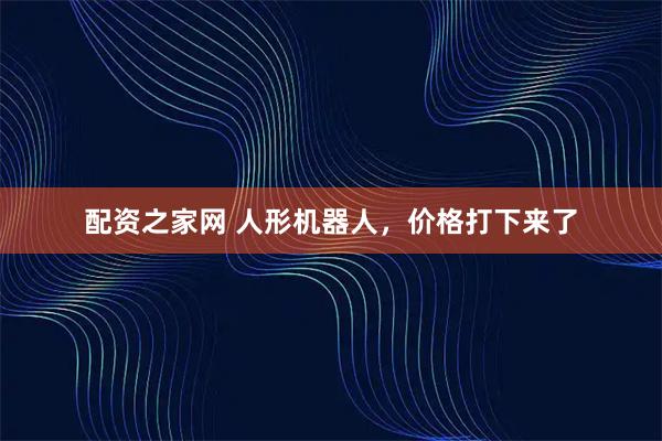 配资之家网 人形机器人，价格打下来了